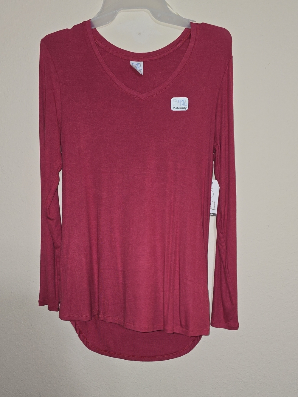 NWT Maternity Time and Tru Long Sleeve V-Neck Top -Red Multiple Sizes Available